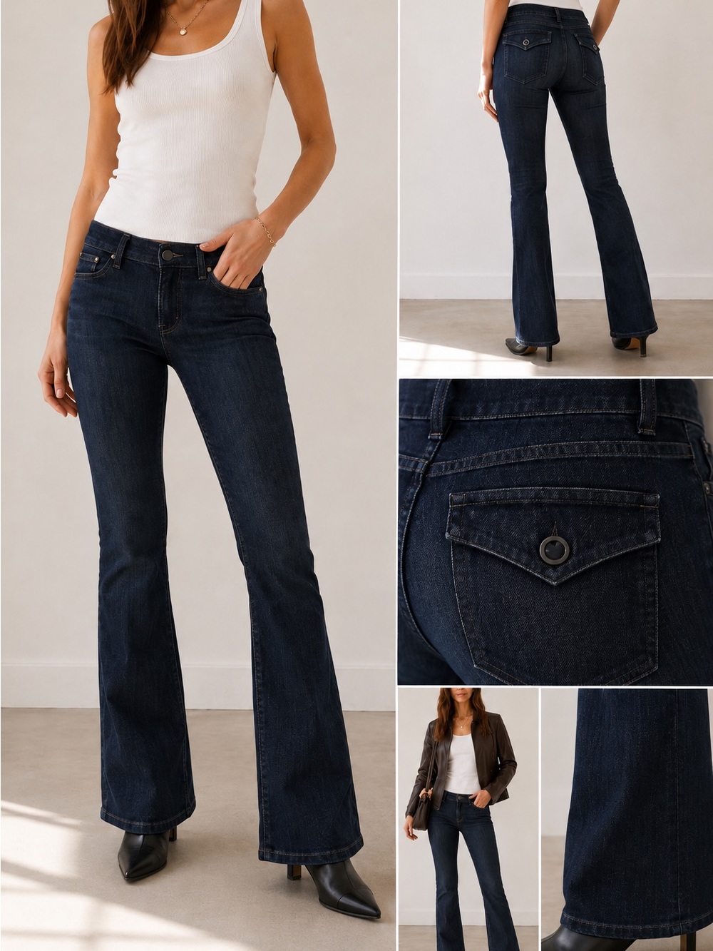 7 For All Mankind Dark Indigo Boot Cut Flare Jeans size 28 Mid rise